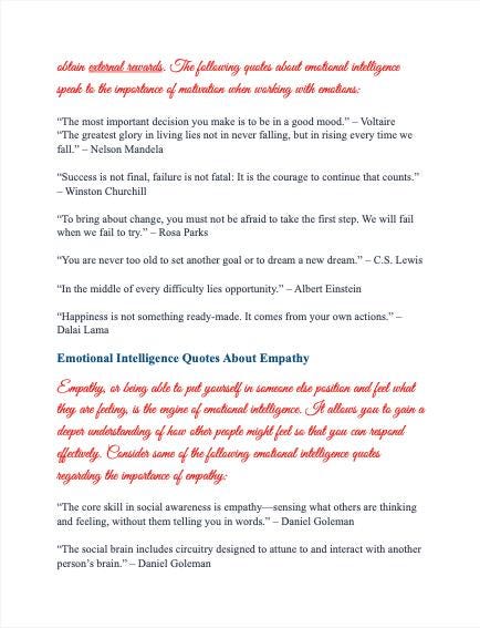 50+ Emotional Intelligence Quotes Paperback Book