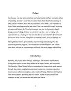 Text document with a preface and introduction on parenting, discussing the challenges and methods of effective parenting.