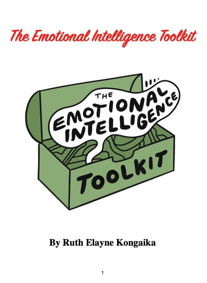 Book cover of 'The Emotional Intelligence Toolkit' by Ruth Elayne Kongaika with a green box graphic.
