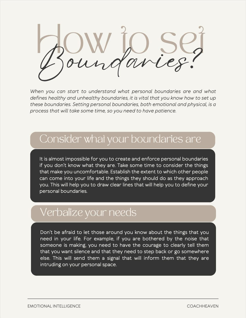 Instructions on how to set boundaries with text on a white background