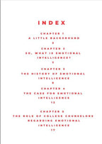Index page of a book with chapter titles and page numbers on a white background