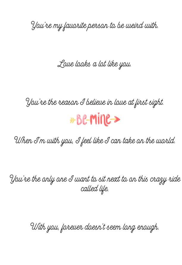 Love-themed text message on a white background