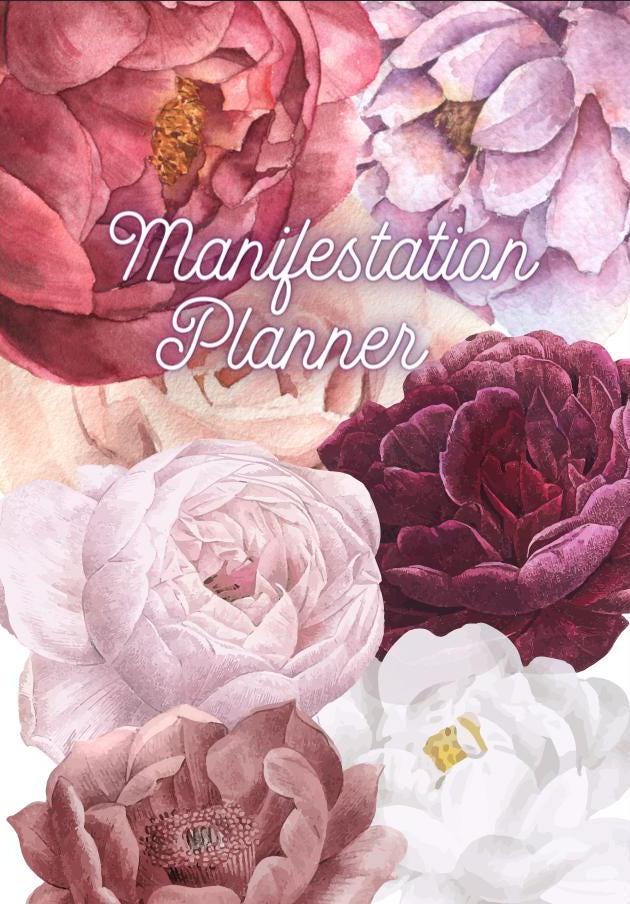 Manifestation planner to help you be inspired every day with colorful flowers.