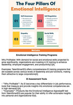 Infographic on the four pillars of emotional intelligence with colorful boxes and text.