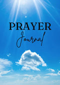 Prayer Journal cover with a blue sky and cloud design