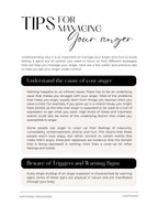 Sheet of paper with text on managing anger, titled 'Tips for Managing Your Anger'.