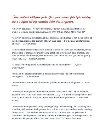 50+ Emotional Intelligence Quotes Paperback Book