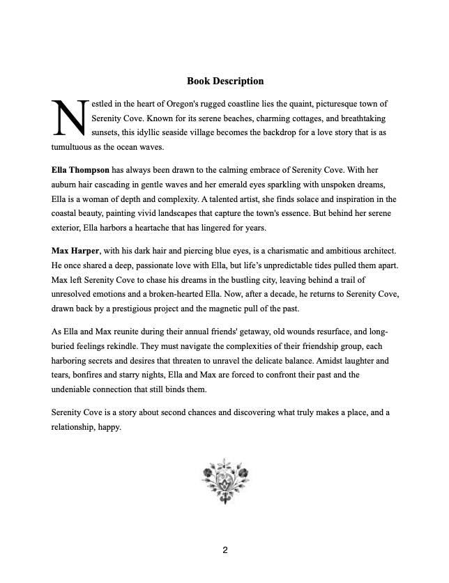 Serenity Cove (Romantic Fiction 31 pages - examples shown)