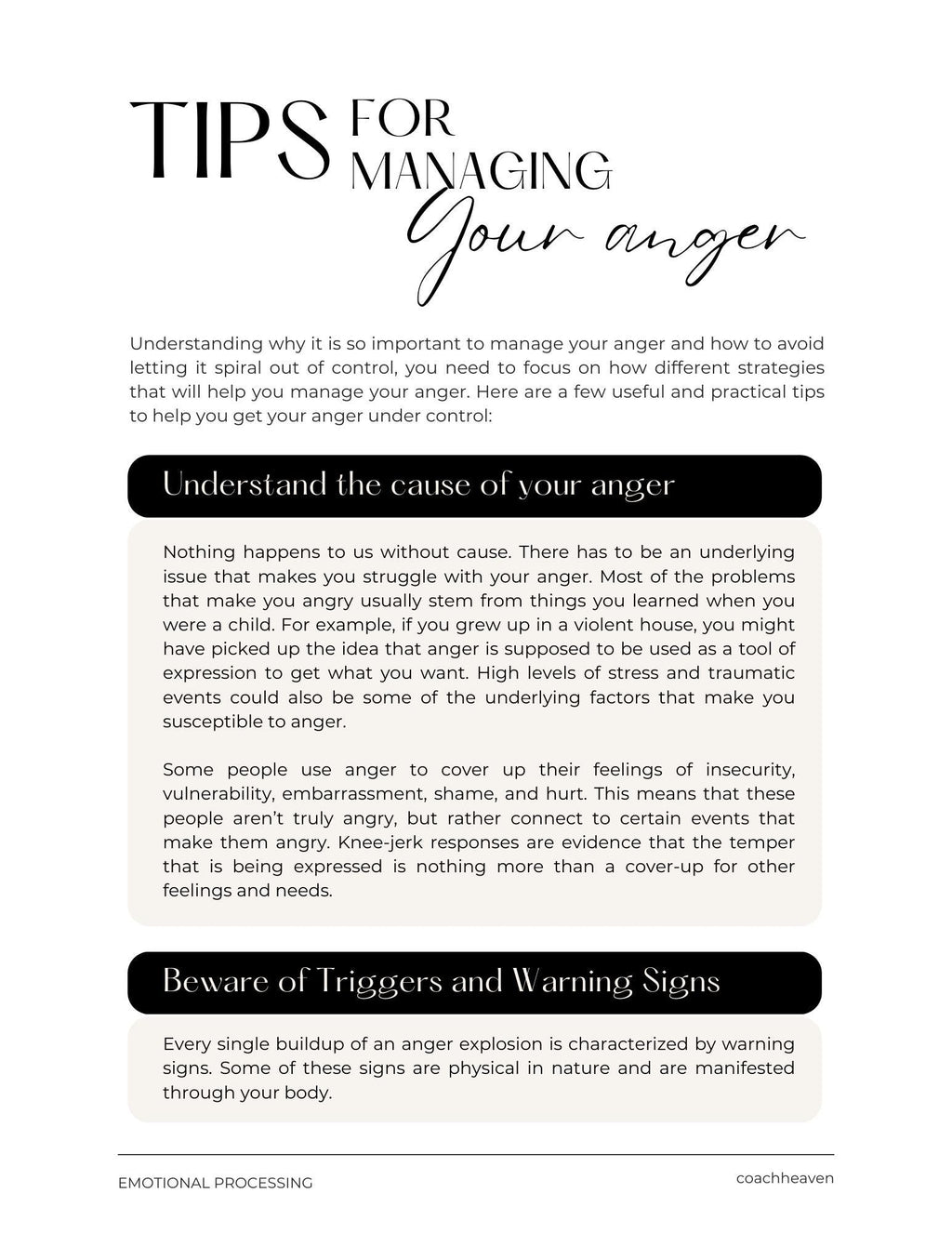 Processing Emotions Guide and Workbook